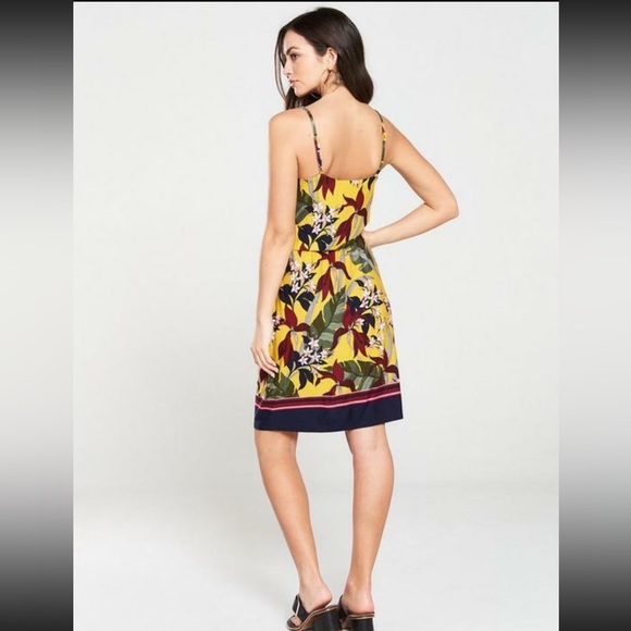 BNWT OASIS Yellow Multi Tropical Floral Palm Leaf Summer Cami dress - Picture 2 of 16